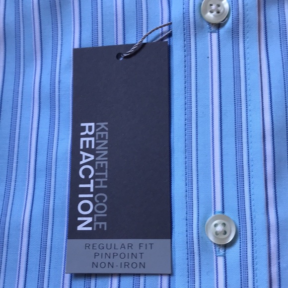 Kenneth Cole Reaction Mens non-iron shirt regular fit pin point XL 17-17.5 36-37 - Picture 3 of 7